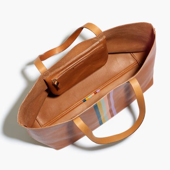 🇨🇦 Madewell Women's The Transport Stripe Embroidered Tote - Picture 3 of 15